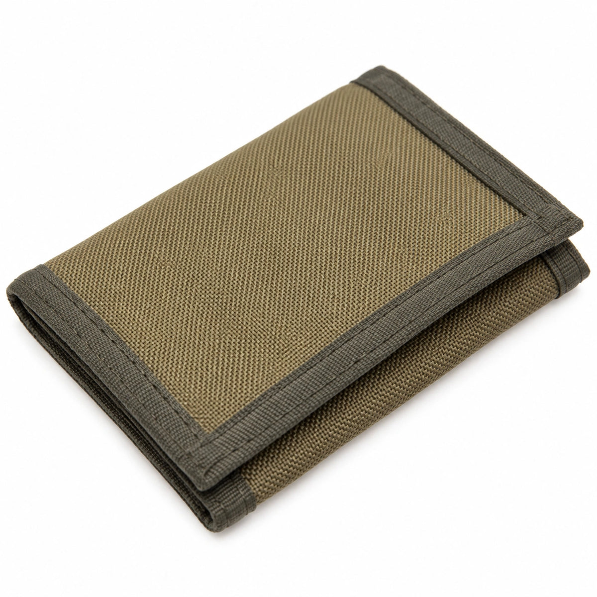 Cartera plegable de 12 x 9 x 2 cm en tejido sintético caqui y gris - diseño compacto