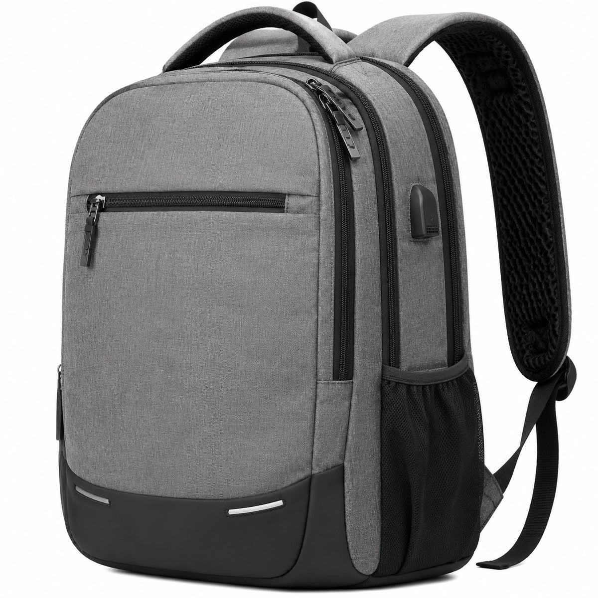 Mochila 45 x 30 x 15 cm de poliéster gris para portátil con compartimentos y puerto externo