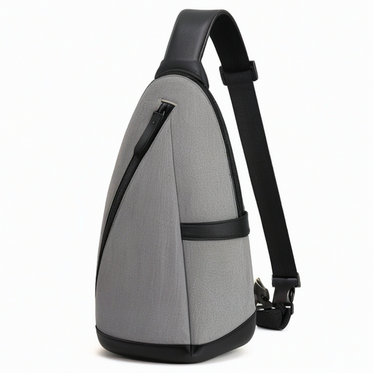 Bolso bandolera talla única de tejido gris y material sintético negro con correa ajustable para uso diario