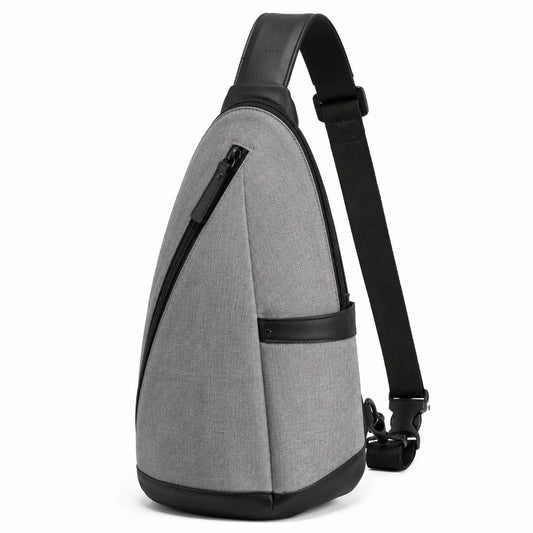 Bolso bandolera talla única de tejido gris y material sintético negro con correa ajustable para uso diario