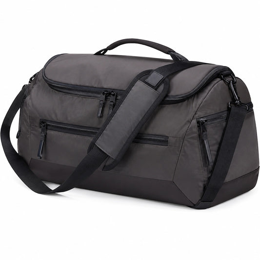 Bolsa de viaje 50 x 25 x 30 cm de tejido sintético gris oscuro con compartimentos y correa ajustable