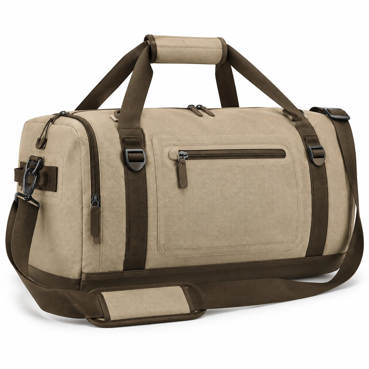 Bolsa de viaje 55 x 28 x 30 cm de tejido beige y marrón con correa ajustable
