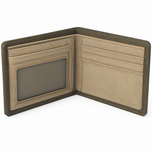 Cartera billetera 12 x 9 x 2 cm de piel sintética verde y beige plegable para tarjetas