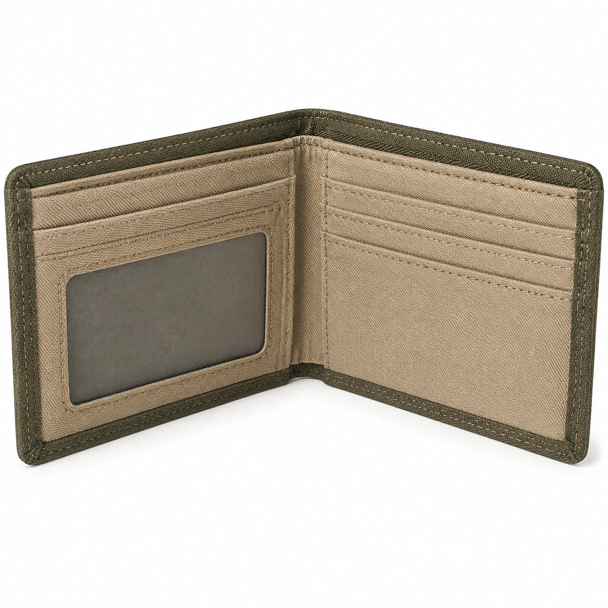 Cartera billetera 12 x 9 x 2 cm de piel sintética verde y beige plegable para tarjetas