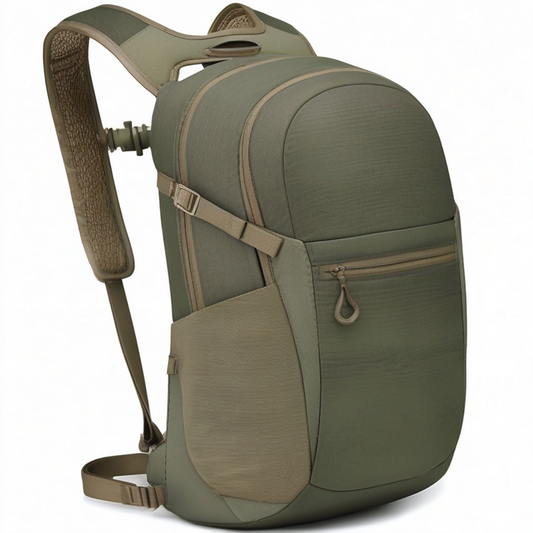 Mochila de senderismo 46 x 30 x 18 cm verde oliva de tejido sintético con compartimentos