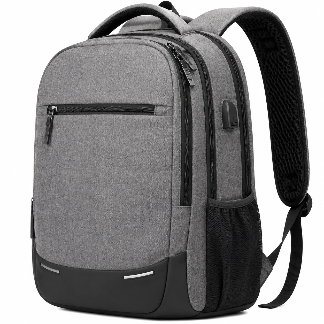 Mochila 45 x 30 x 15 cm de poliéster gris para portátil con compartimentos y puerto externo