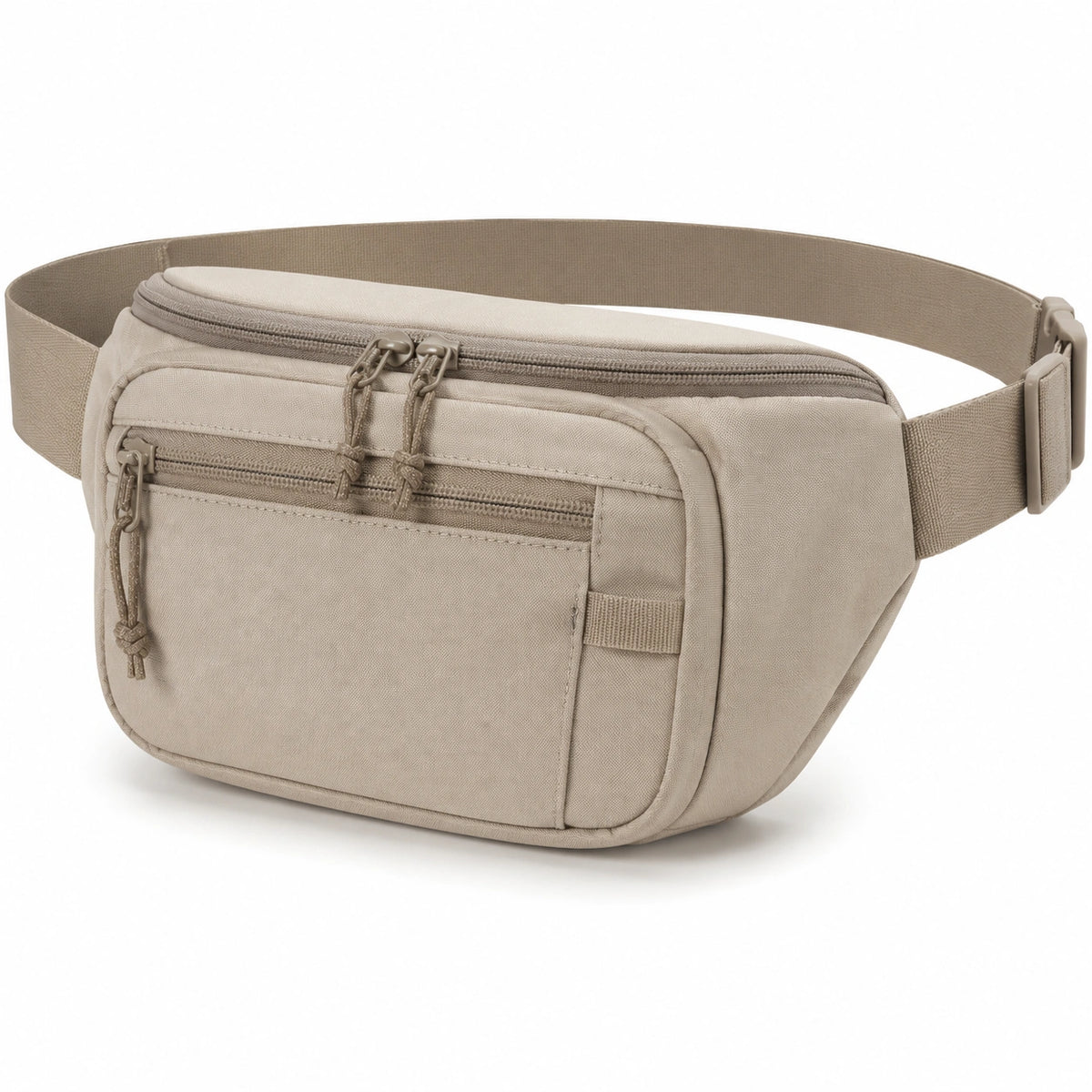 Riñonera 25 x 8 x 15 cm de tejido beige con bolsillos y correa ajustable
