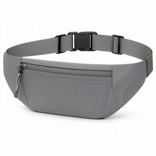 Riñonera 32 x 8 x 15 cm de tejido gris con cremallera ajustable para uso diario